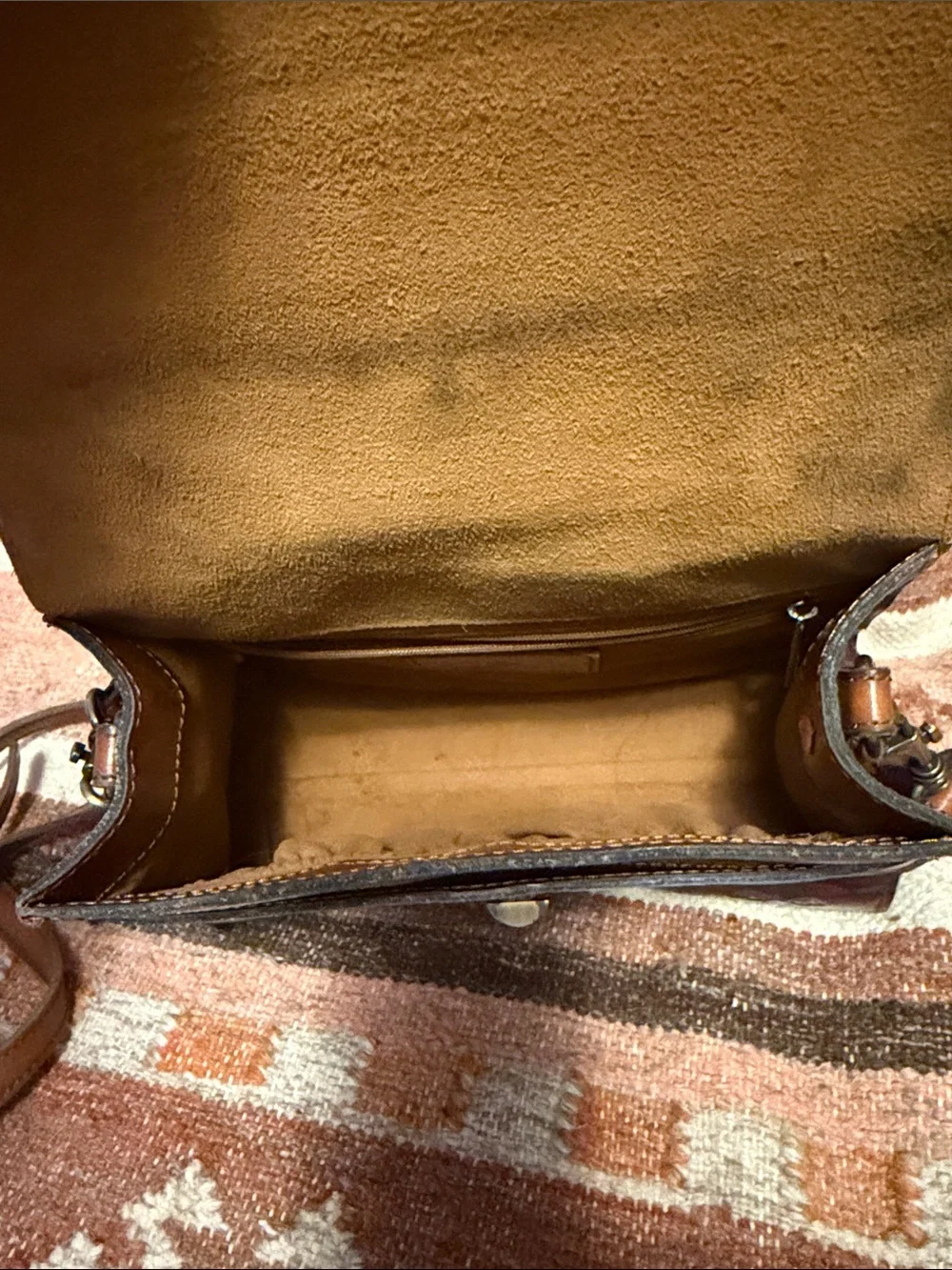 Patricia Nash Leather Chauny Poppy Red Forest Tan Print on All Sides